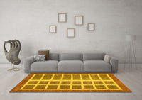 Machine Washable Abstract Yellow Modern Rug, wshabs1412yw