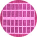 Round Machine Washable Abstract Pink Modern Rug, wshabs1412pnk