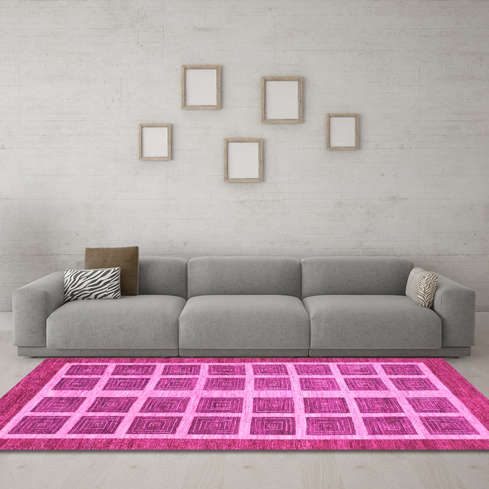 Machine Washable Abstract Pink Modern Rug in a Living Room, wshabs1412pnk