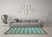 Machine Washable Abstract Light Blue Modern Rug, wshabs1412lblu