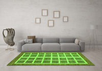 Machine Washable Abstract Green Modern Rug, wshabs1412grn