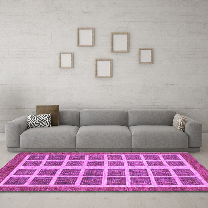 Machine Washable Abstract Purple Modern Area Rugs in a Living Room, wshabs1412pur