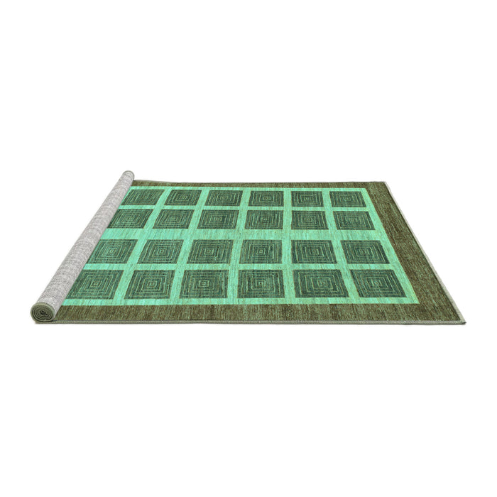 Sideview of Machine Washable Abstract Turquoise Modern Area Rugs, wshabs1412turq