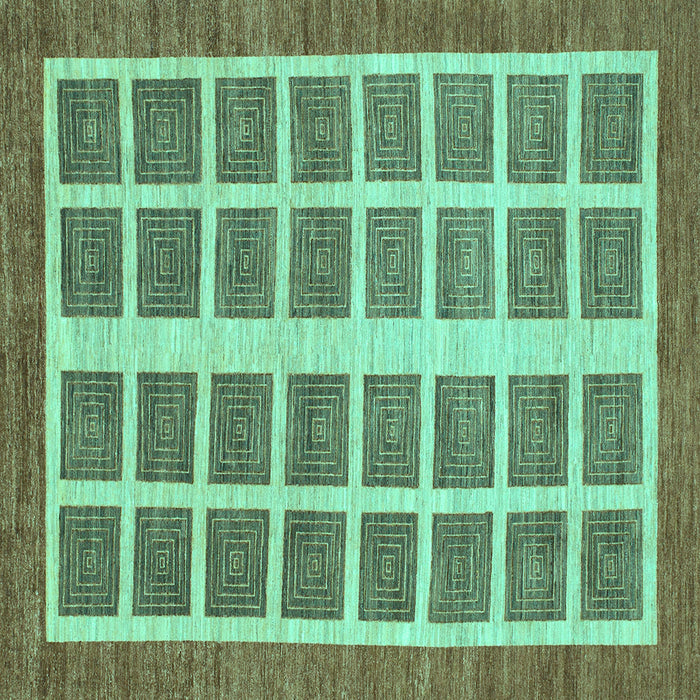 Square Abstract Turquoise Modern Rug, abs1412turq