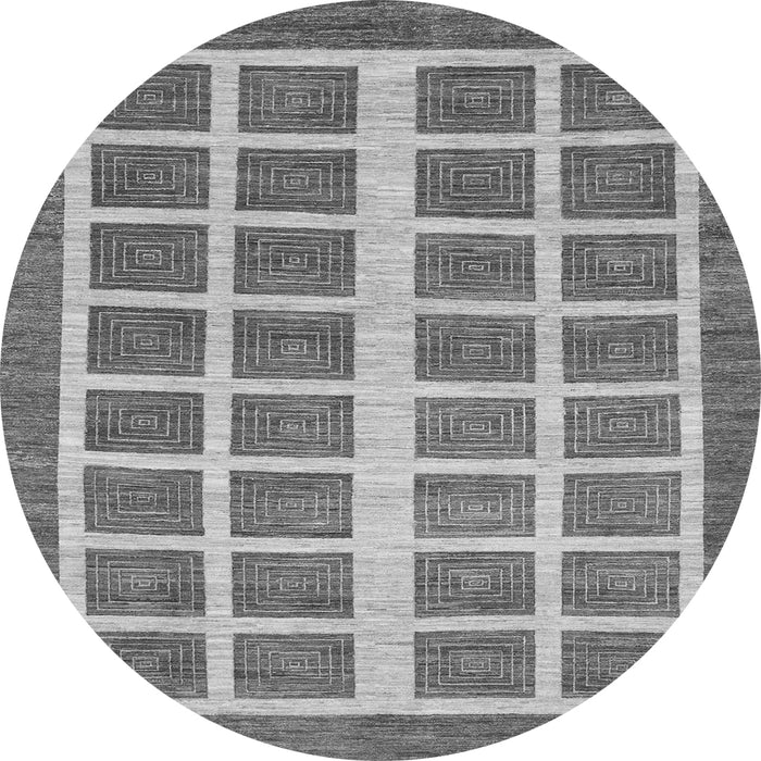 Round Machine Washable Abstract Gray Modern Rug, wshabs1412gry