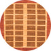 Round Machine Washable Abstract Orange Modern Area Rugs, wshabs1412org