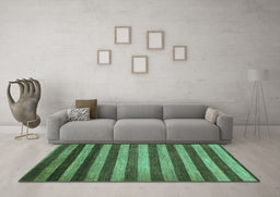 Machine Washable Abstract Turquoise Modern Area Rugs in a Living Room,, wshabs1413turq