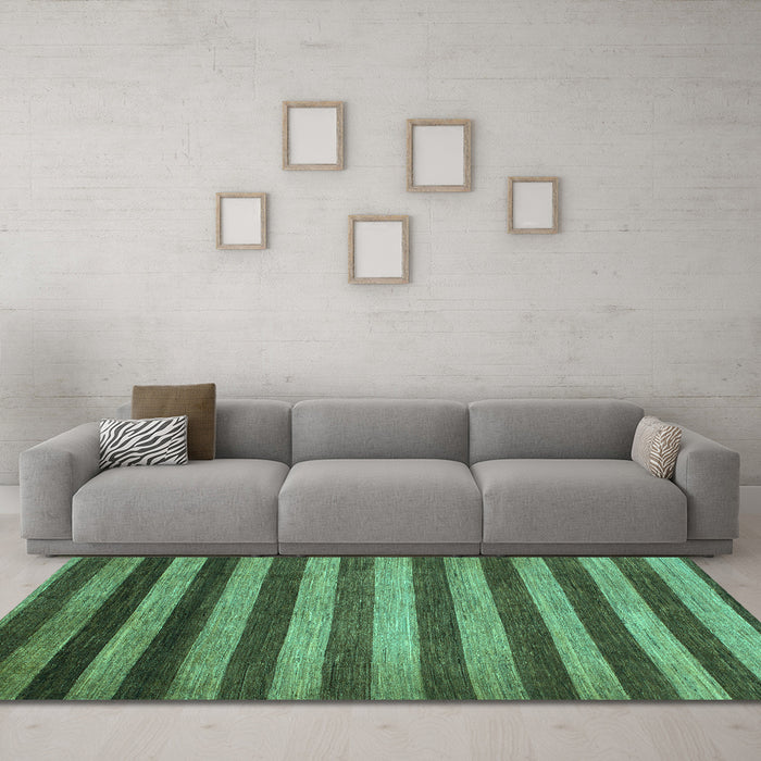 Machine Washable Abstract Turquoise Modern Area Rugs in a Living Room,, wshabs1413turq