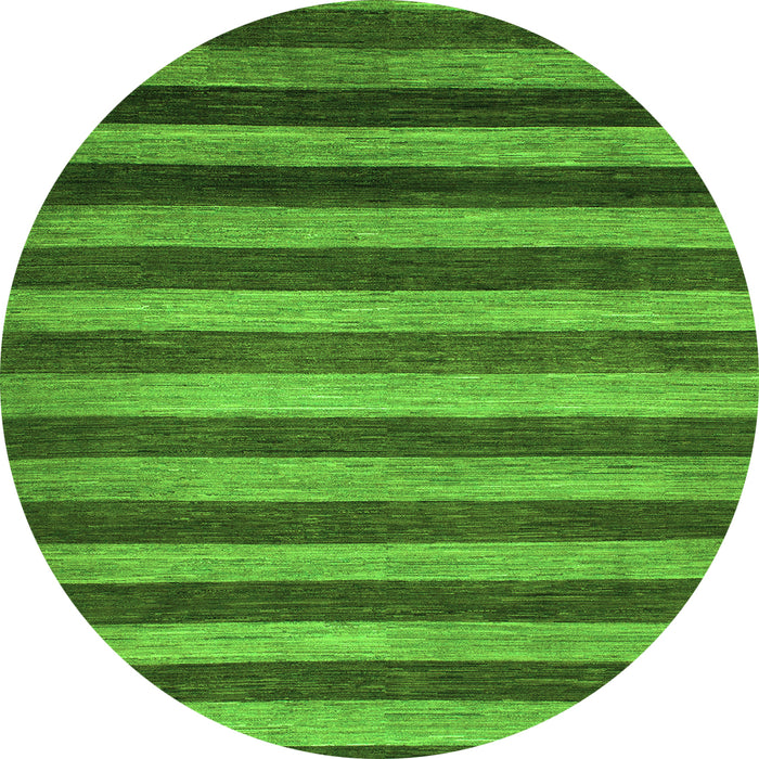 Round Machine Washable Abstract Green Modern Area Rugs, wshabs1413grn