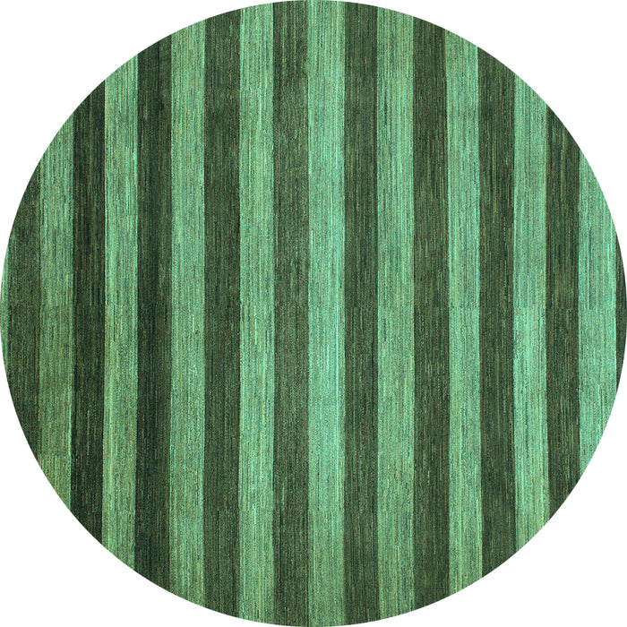 Round Machine Washable Abstract Turquoise Modern Area Rugs, wshabs1413turq
