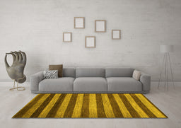 Machine Washable Abstract Yellow Modern Rug in a Living Room, wshabs1413yw