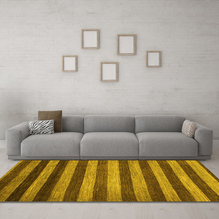 Machine Washable Abstract Yellow Modern Rug in a Living Room, wshabs1413yw