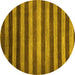 Round Machine Washable Abstract Yellow Modern Rug, wshabs1413yw