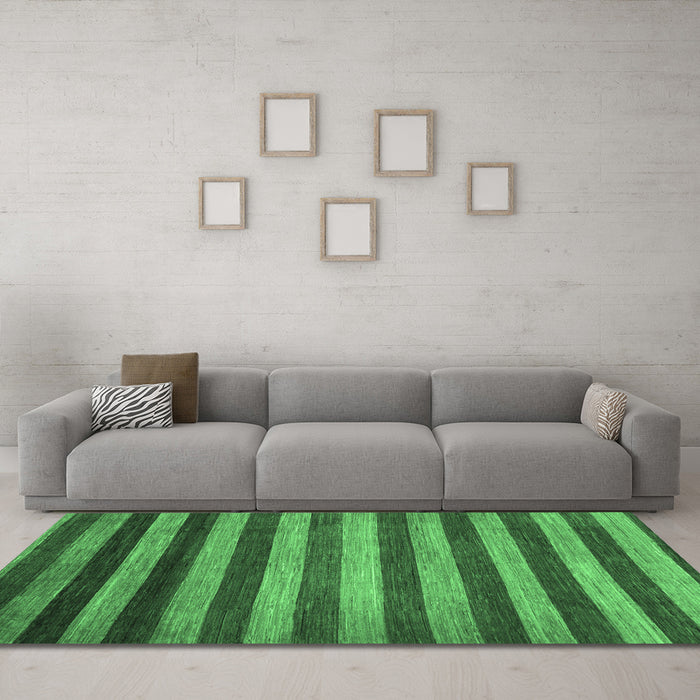 Machine Washable Abstract Emerald Green Modern Area Rugs in a Living Room,, wshabs1413emgrn