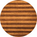 Round Machine Washable Abstract Orange Modern Area Rugs, wshabs1413org