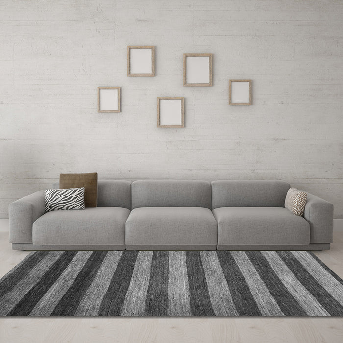 Machine Washable Abstract Gray Modern Rug in a Living Room,, wshabs1413gry
