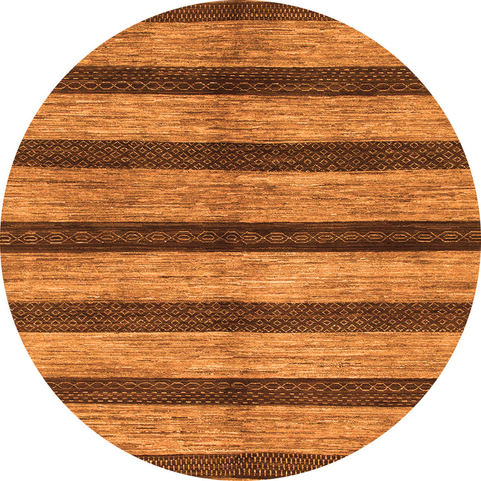 Round Machine Washable Oriental Orange Modern Area Rugs, wshabs1414org