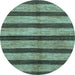 Round Oriental Light Blue Modern Rug, abs1414lblu