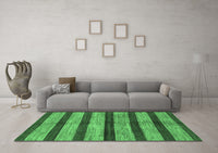 Machine Washable Oriental Emerald Green Modern Rug, wshabs1414emgrn