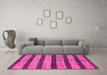 Machine Washable Oriental Pink Modern Rug in a Living Room, wshabs1414pnk