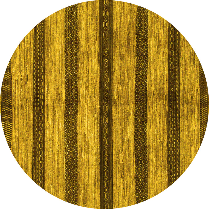 Round Machine Washable Oriental Yellow Modern Rug, wshabs1414yw