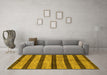 Machine Washable Oriental Yellow Modern Rug in a Living Room, wshabs1414yw