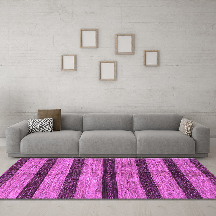 Machine Washable Oriental Purple Modern Area Rugs in a Living Room, wshabs1414pur