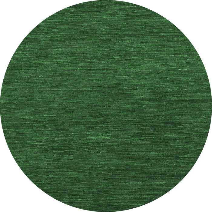 Round Machine Washable Abstract Emerald Green Modern Area Rugs, wshabs1415emgrn