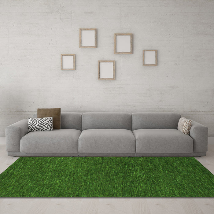 Machine Washable Abstract Green Modern Area Rugs in a Living Room,, wshabs1415grn