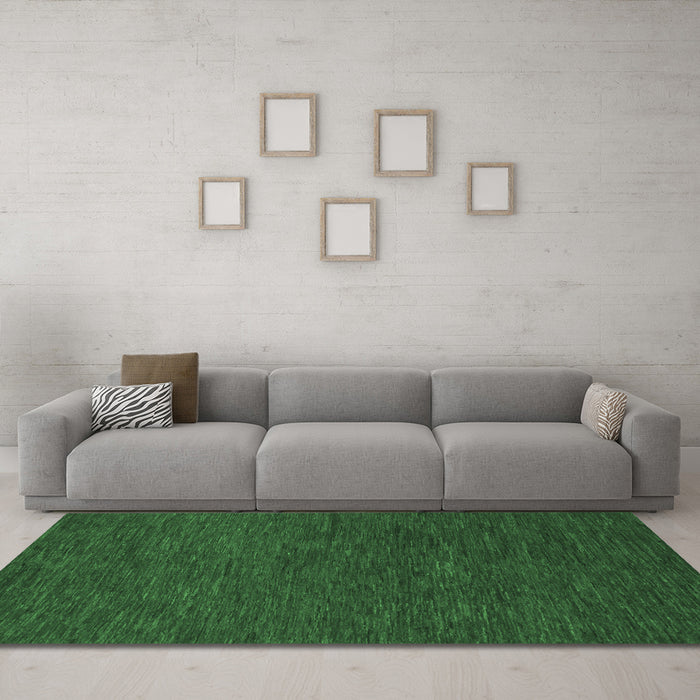 Machine Washable Abstract Emerald Green Modern Area Rugs in a Living Room,, wshabs1415emgrn