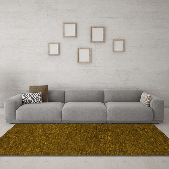 Machine Washable Abstract Yellow Modern Rug in a Living Room, wshabs1415yw
