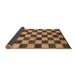 Sideview of Abstract Red Brown Checkered Rug, abs1416