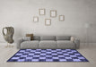 Machine Washable Checkered Blue Modern Rug in a Living Room, wshabs1416blu