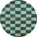 Round Machine Washable Checkered Light Blue Modern Rug, wshabs1416lblu