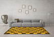 Machine Washable Checkered Yellow Modern Rug in a Living Room, wshabs1416yw