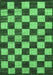 Machine Washable Checkered Emerald Green Modern Area Rugs, wshabs1416emgrn