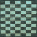 Square Checkered Light Blue Modern Rug, abs1416lblu