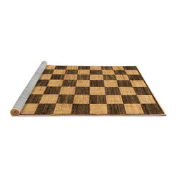 Sideview of Machine Washable Checkered Brown Modern Rug, wshabs1416brn