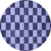 Round Checkered Blue Modern Rug, abs1416blu