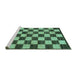 Sideview of Machine Washable Checkered Turquoise Modern Area Rugs, wshabs1416turq