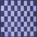 Square Machine Washable Checkered Blue Modern Rug, wshabs1416blu