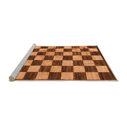 Sideview of Machine Washable Checkered Orange Modern Area Rugs, wshabs1416org