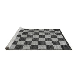 Sideview of Machine Washable Checkered Gray Modern Rug, wshabs1416gry