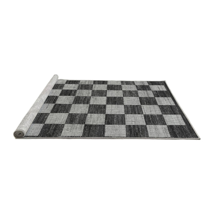 Sideview of Machine Washable Checkered Gray Modern Rug, wshabs1416gry