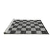 Sideview of Machine Washable Checkered Gray Modern Rug, wshabs1416gry
