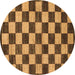 Round Checkered Brown Modern Rug, abs1416brn