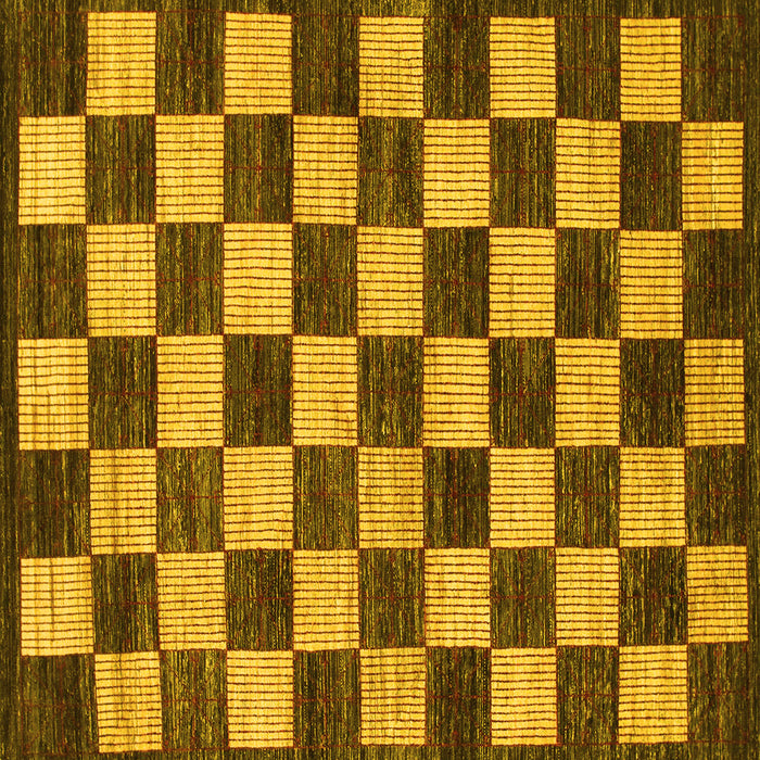 Square Machine Washable Checkered Yellow Modern Rug, wshabs1416yw
