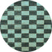 Round Checkered Light Blue Modern Rug, abs1416lblu