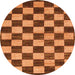 Round Machine Washable Checkered Orange Modern Area Rugs, wshabs1416org