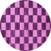 Round Checkered Purple Modern Rug, abs1416pur